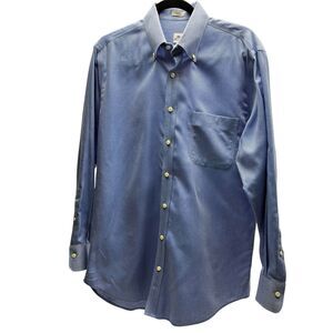 PETER MILLAR Button Down Shirt Men's Medium Blue Nanoluxe Long Sleeve Cotton